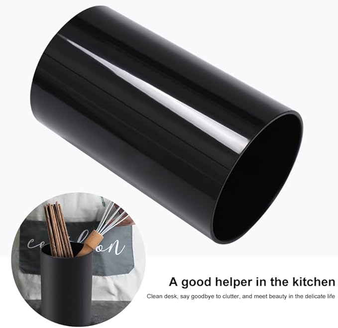 UPKOCH Kitchen Utensil Organizer Black Storage Tube for Cooking Tools and Cutlery Holder Compact Flatware Container for Kitchen Countertop Organization