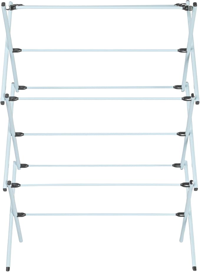 Household Essentials Folding Clothes Drying Rack with Strong Steel Frame and 11 Coated Dowels, White