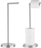 Marmolux Acc - Free Standing Toilet Paper Holder Stand Brushed Steel Finish 1pc - Storage for 4 Rolls of Toilet Tissue SUS 304 Stainless Steel Bathroom - Toilet Holder
