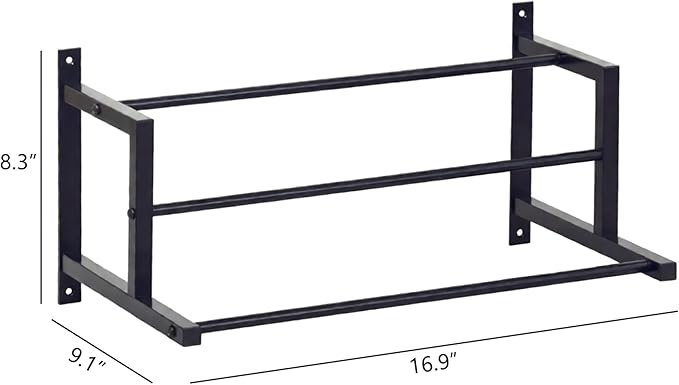 Wall Mounted Towel Rack for Bathroom, Steel Towel Bar Storage Blanket Holder with 3 Triple Towel Rods, Black