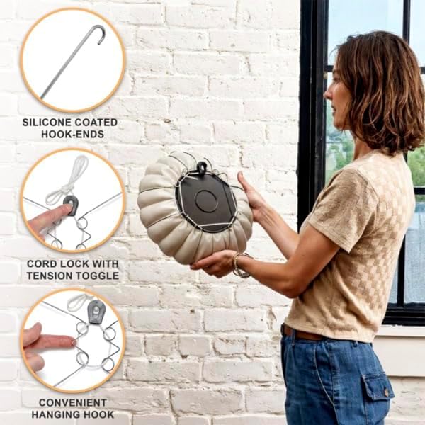 Display Buddie Adjustable Wall Plate Hanger - Secure for Round Platter Bowl Tray Wall Display - Steel - Silicone Hooks - Large 14"-22" up to 8 lbs