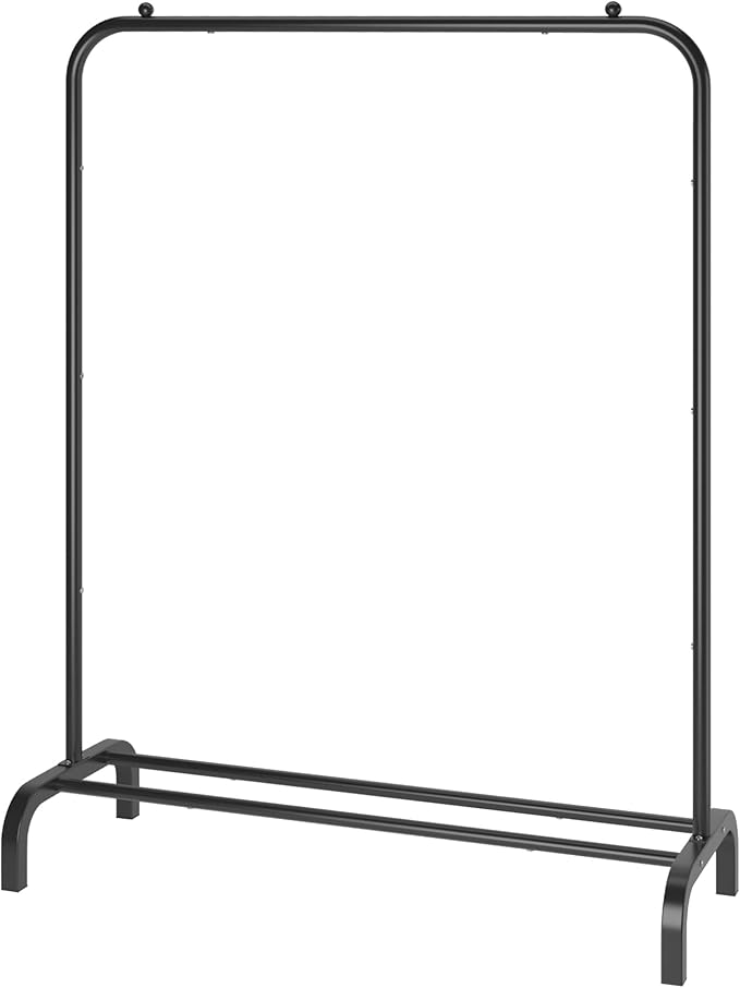 MOYIPIN Metal Clothing Rack, Single Rod Portable Garment Rack for Hanging clothes, Cloths Rack for Bedroom, Balcony 43.31inch, Black