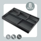 Acrimet Desk Drawer Organizer Tray with 8 compartments Bin Multi-Purpose for Desk Supplies and Accessories (Plastic) (Black Color)