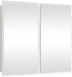26 x 32 inch, Bathroom Medicine Cabinet, Double Mirror Doors, Bathroom Recessed Cabinet, Platstic Framed with Double Doors Wall Cabinet, Removable Glass Shelves, Recessed or Surface Mount