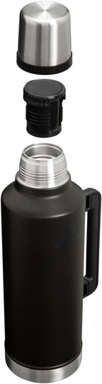 Stanley Classic Legendary Vacuum Bottle 2.5 qt | Wide Mouth with Leakproof Cup Lid | Keep Drinks Hot or Cold | Packable for Travel | Insulated Stainless Steel Thermal Bottle | BPA-Free | Black 2.0