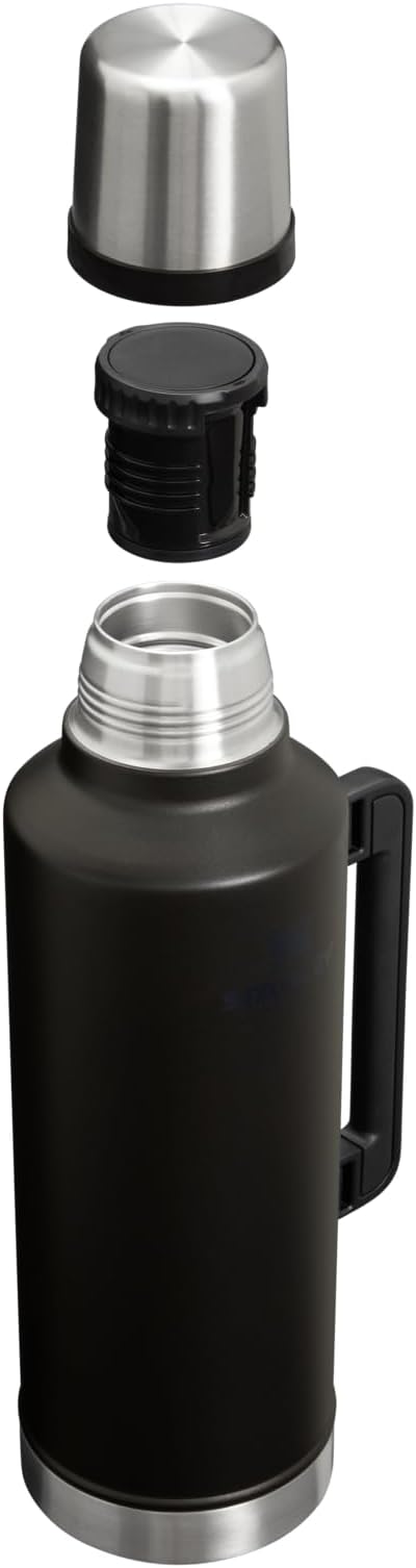 Stanley Classic Legendary Vacuum Bottle 2.5 qt | Wide Mouth with Leakproof Cup Lid | Keep Drinks Hot or Cold | Packable for Travel | Insulated Stainless Steel Thermal Bottle | BPA-Free | Black 2.0