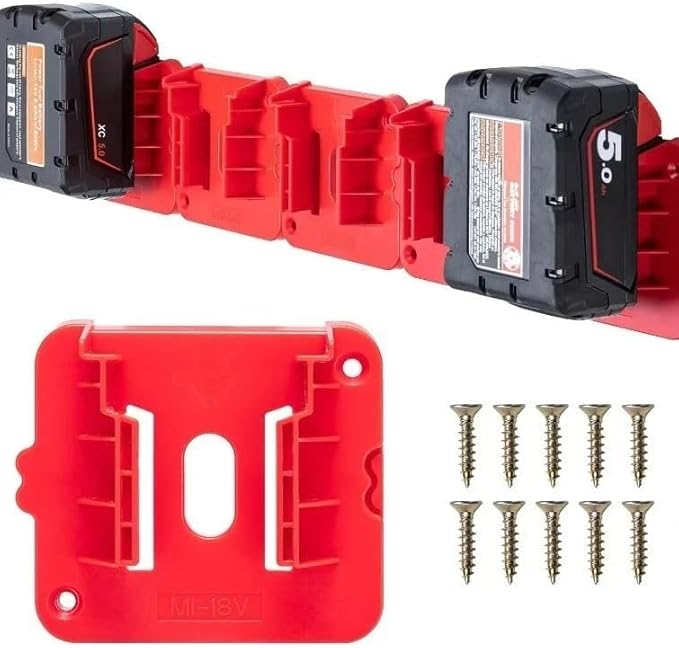 5/5 Combo m18 Battery Holder&Tool Holder for Milwaukee Power 18v Drill Rack Wall Mount Cordless Tool Hanger Organizer Storage Shelf with Screws