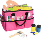 ZKOO Desktop Tote and Stock Organize, Multiple Pockets Teacher Helper Tote Bag Organization for Arts, Books, Stationery and Office Desk Organize, Make-up Case with Handles Craft Organizer (Pink)
