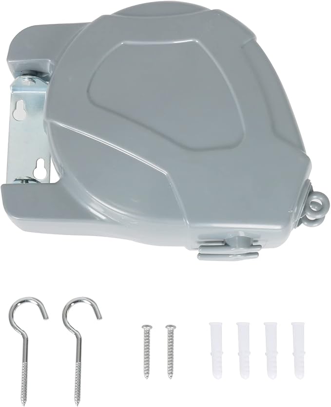 Retractable Clothesline Heavy Duty Retracting Clothes Line Outdoor and Indoor with Durable ABS Shell and 2x49 Feet Extruded PVC Line,with Lock to Prevent Sagging