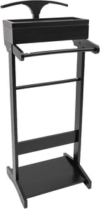 Suit Valet Stand, Suit Rack with Top Tray Velvet-Lined Jewelry Storage & Shoe Rack, Freestanding Clothing Valet Stand Clothes Stand for Storing Men & Women's Suit Pant Shoes Tie Belt Watches Jewelry