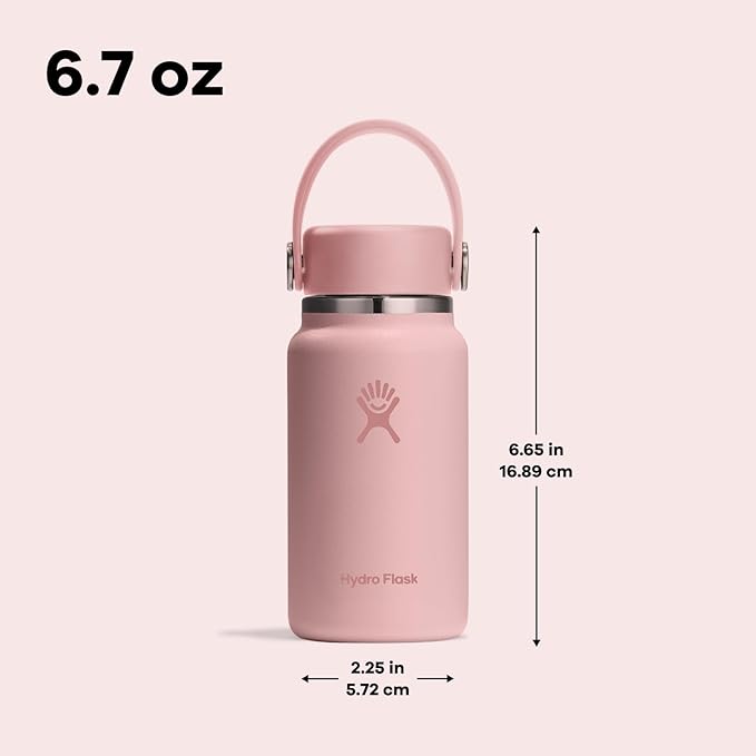 Hydro Flask Micro Bottle - Leak Proof Purse or Pocket Flask - Insulated Mini Water Bottle 6.7 Oz White