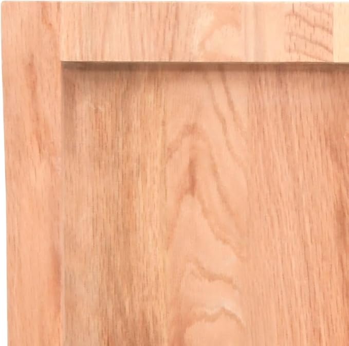 vidaXL Solid Wood Bathroom Countertop, Versatile Light Brown Oak Top for Bathroom Vanity or Desk, Handmade Live Edge