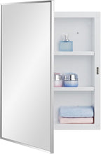 Plastic Bathroom Medicine Cabinet with Framed Mirror 16 x 22 inch, Surface and Recessed Mount