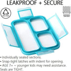 Small Snack Containers for Kids Toddlers - 3 Compartments (Set of 2) - Leak-proof Reusable Snack Boxes with Lids - BPA-Free Mini Bento Lunch Box - Ideal for School, Daycare Holds 2 Cups (Coral + Blue)