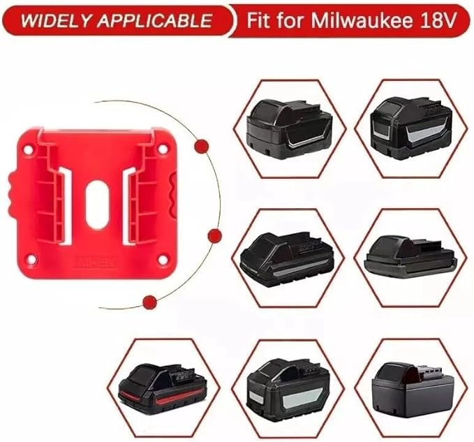 5/5 Combo m18 Battery Holder&Tool Holder for Milwaukee Power 18v Drill Rack Wall Mount Cordless Tool Hanger Organizer Storage Shelf with Screws