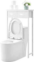 MOHOPE 2-Tier Over The Toilet Storage with 2 Fabric Drawers, Freestanding Above The Toilet Storage Cabinet, Space Saver Metal Over Toilet Bathroom Organizer Shelf for Small Space, White