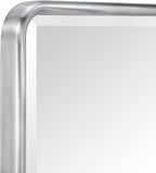 TEHOME Farmhouse Brushed Nickel Metal Framed Recessed Bathroom Medicine Cabinet with Mirror Rounded Rectangle Medicine Cabinet with Beveled Mirror 16x24''
