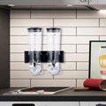 2 Pack Cereal Dispensers,Wall Mounted Dry Food Dispenser,Large Capacity Candy Dispenser,Grain Storage Dispenser,Rice Dispenser w/Cup for Kitchen Storage Oatmeal Snack Coffee Beans Nuts 3L (Black)
