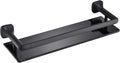 16-Inch Bathroom Glass Shelf - Matte Black Wall-Mounted Organizer - Thickened 8mm Black Tempered Glass with Safety Railing