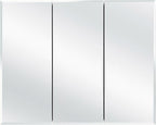 Design House Cyprus Medicine Cabinet, 3 Frameless Mirrored Doors, 2 Adjustable Shelves, Pre-Assembled, Surce or Recess-Mounted, White, 36.3 in. W x 4.4 in. D x 30.1 in. H, 590265