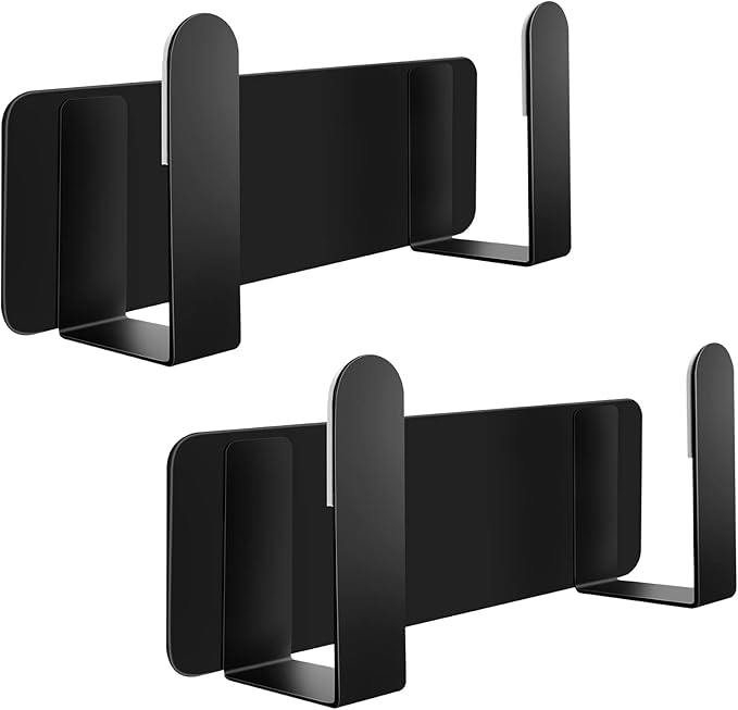 Pot Lid Rack, Wall Mounted 304 Stainless Steel Pan Lid Organizer Holder, Self Adhesive, Kitchen Cooking Utensil Tool (Black, Set of 2)