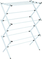 Household Essentials Folding Clothes Drying Rack with Strong Steel Frame and 11 Coated Dowels, White