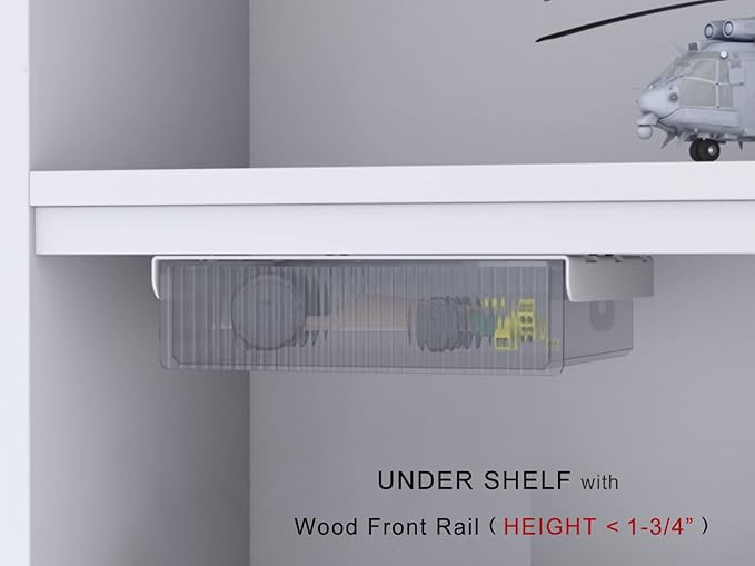 Under Desk Drawers for Organization, Pull Slide out Drawer Underneath Table With Lip, Attachable Under Shelf Pencil Drawer, Clear Light Black