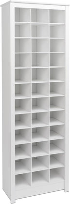 Prepac White Tall Storage Cabinet, Shoe Cabinet, Entryway Furniture with 36 Shoe Cubbies 13"D x 23.5" W x 72.5" H