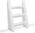 FUIN Fully Assembled Wooden Tea Towel Ladder, Mini Ladder Towel Rack Display Hanger, Small Rustic Farmhouse Tea Towel Stand Holder for Country Bathroom Decor, White