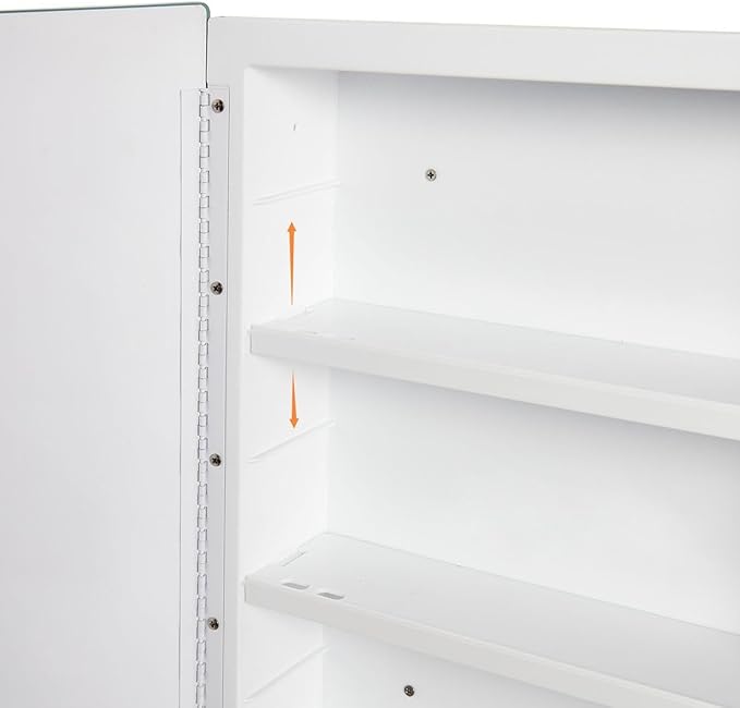 Plastic Bathroom Medicine Cabinet with Framed Mirror 16 x 22 inch, Surface and Recessed Mount