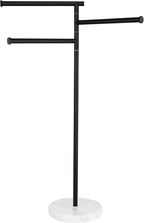 KES Matte Black Towel Racks for Bathroom with Weighted Marble Base, 40 Inch Free Standing Pool Towel Rack Outdoor, 3 Swivel Bars, Premium 18/8 Stainless Steel, BTH219-BK