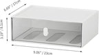 Desktop Storage Drawers, Plastic Desk Organizer with 1 Large Drawer, Modular Stackable Toolbox Units for Office Stationary, Makeup Container, Bathroom Countertop (1 Tall Layer, White & Clear)