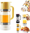 No-Drip Honey Dispenser, 2026 New Glass Honey Dispenser, No Drip Glass Honeys Dispensers with Stand, Maple Syrup Dispensers, Syrup and Jam, Honeys Container with Handle (Yellow)