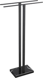 KES Black Towel Racks for Bathroom Freestanding, 37" Equal-Height Standing Towel Rack with Heavy Marble Base, Fits Large Bath Towel, 18/8 Stainless Steel, BTH229-BBK