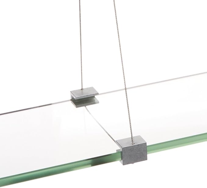 Spancraft Glass CR-12x42-Brushed Steel Crane Glass Shelf, Brushed Steel, 12" x 42"
