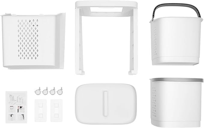 2-Layer Rolling Laundry Hamper Sorter, Multi-functional Clothes Separation Basket with Wheels Floor-Standing Plastic Laundry 3 Baskets for Home
