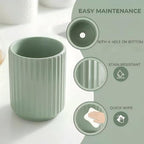 Kitchen Holder for Cooking Utensils, Kitchen Crocks for Storing Utensils (H5.51” x W4.92”), Flatware & Utensil Storage Spoon Stand Ceramic, Includes Silicone Drying Mat Milk Tea Color