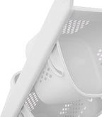 Laundry Sorter Cart with Hanging Rack, 2 Section Laundry Hamper Rack Shelf, Multi-layer Rolling Laundry Basket Clothes Storage Shelf Stand with Wheels, for Bathroom Household Kitchen, White