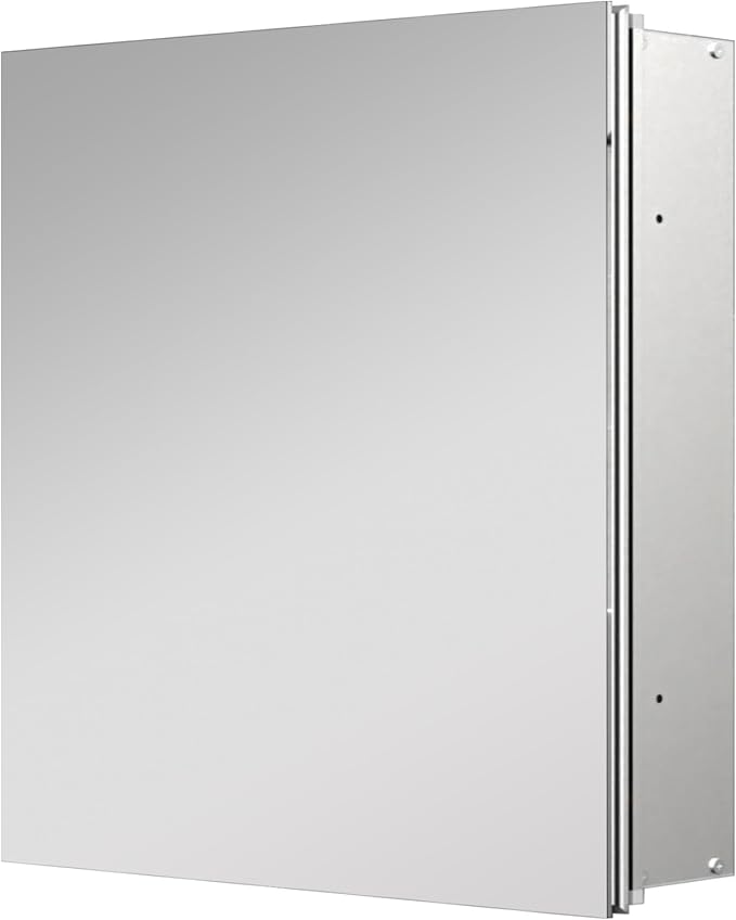28x28 inch Medicine Cabinet Mirror with Storage, Aluminum Surface Mount or Recessed Medicine Cabinet with Adjustable Shelves for Bathroom Bedroom