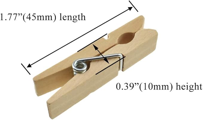 HAHIYO Wooden Clothes Pins Clothespins Wide Do NOT Fall Apart 1.77 inches Length 40 Pack Sturdy Strong Springs No Rust No Discoloration for Laundry Bathroom DIY Craft Photos Food Opened Bags