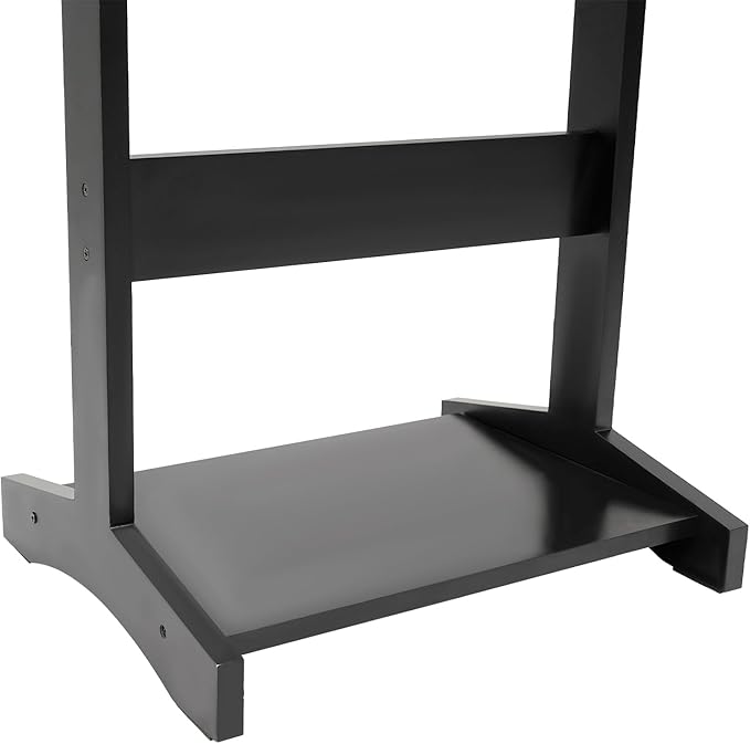 Suit Valet Stand, Wood Suit Stands Butler Clothing Rack, Freestanding Clothes Rack with Drawer Tray Shoe Rack for Organizes Ties, Belts, Shoes (Black)