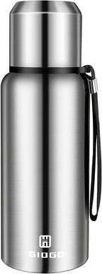 Insulated vacuum Thermo Bottle 500ml/16.9oz with cup Stainless steel coffee bottles for hot and cold drink water flask.(Silver,500ml)
