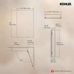 Kohler K-81144-DA1 Maxstow Frameless Surface Mount Bathroom Medicine Cabinet, 15" x 24", Dark Anodized Aluminum