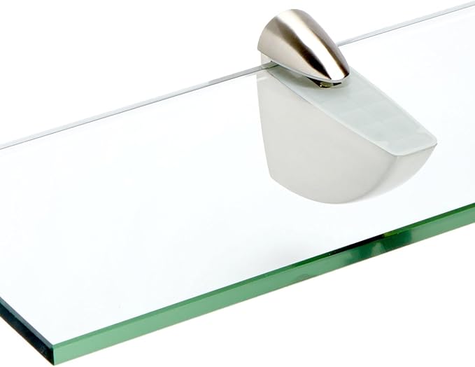 Spancraft Glass O-12x30-Brushed Steel Oriole Glass Shelf, Brushed Steel, 12" x 30"