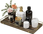 Toilet Paper Basket, Bathroom Basket for Counter Toiletries Towel Decor, Toilet Tank Tray, Guest Back of Toilet Organizer Storage, Vanity Tray for Perfume Makeup, Kitchen 13”x6.5” Brown-Gold
