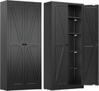 INTERGREAT Metal Storage Cabinet with Magnetic Doors, 63" H Modern Classic Style Metal Cabinets with 2 Doors and 4 Adjustable Shelves for Home Office, Kitchen, Bathroom (Black)