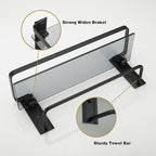 VOLPONE Glass Shelf for Bathroom 15.7 in Black Bathroom Shelves Wall Mounted Tempered Glass Shelving with 4 Removable Hooks (2 Tier)