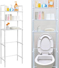 Over The Toilet 3-Tier Storage Cabinet, Above Toilet Storage Rack, Behind Toilet Shelf, Bathroom Organizer Freestanding Toilet Shelf Space Saver for Home Bathroom (White)