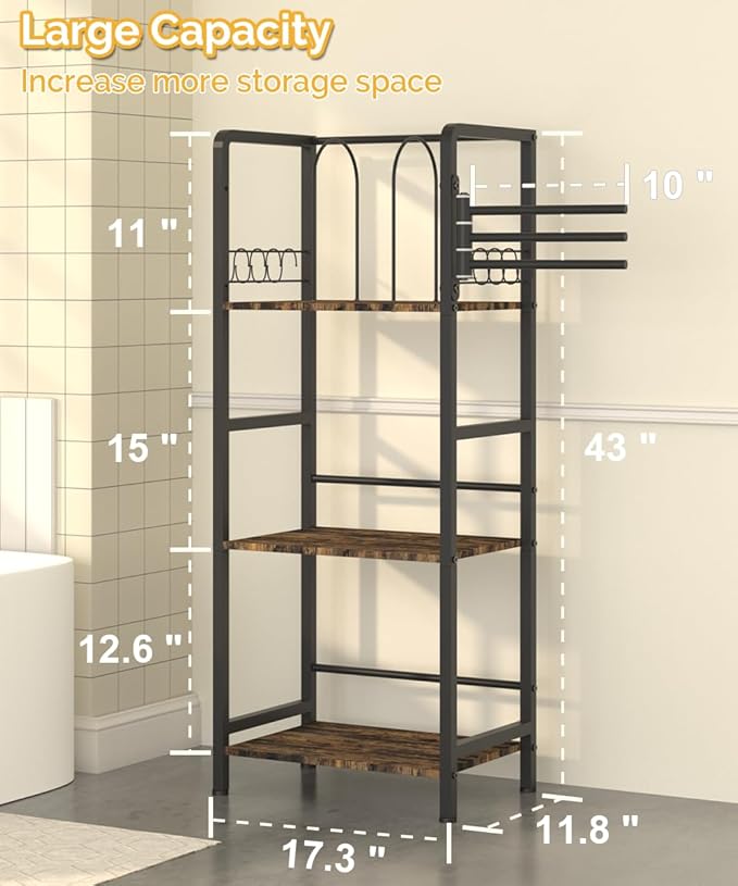 Free Standing Towel Racks for Bathroom with 3 Rotating Bars, 3-Tier Floor Towels Holder Stand with Detachable Dividers, Pool Towel Storage Organizer with 8 S-Hooks for Home, Poolside, Black