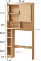Over The Toilet Storage Cabinet,Farmhouse Toilet Cabinet Rack with 2 Tambour Sliding Doors and Toilet Paper Holder Stand，Toilet Shelf Space Saver with Towel Rack for Bathroom, Restroom, Laundry